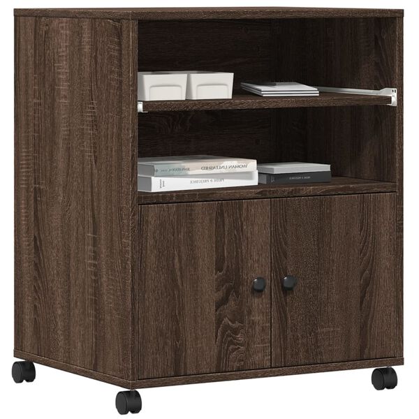 vidaXL Druckerst&auml;nder mit Rollen Braun Eichen-Optik 60x48x74 cm