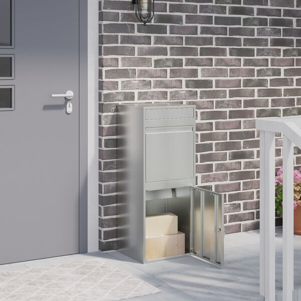 vidaXL Paketdrop-Box mit T&uuml;r Schwarz 41 x 38 x 103 cm Verzinkter Stahl