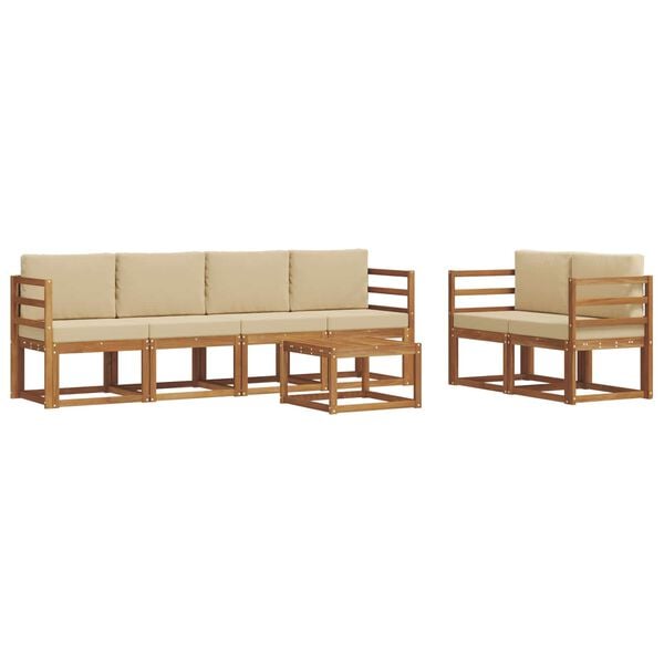 vidaXL Outdoor-Sofagarnitur 7 pcs Natur und Beige Massivholz Akazie