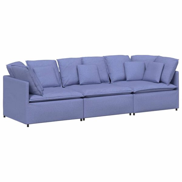 vidaXL Modulares Sofa mit Kissen Stoff Jeansblau