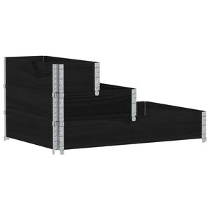 vidaXL Paletten-Aufsatzrahmen 3-fach Schwarz 120x80 cm Massivholz