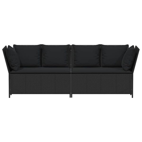 vidaXL Gartensofa mit Kissen Schwarz Poly Rattan