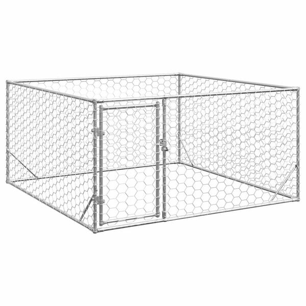 vidaXL Outdoor-Hundezwinger mit T&uuml;r 2x2x1 m Verzinkter Stahl