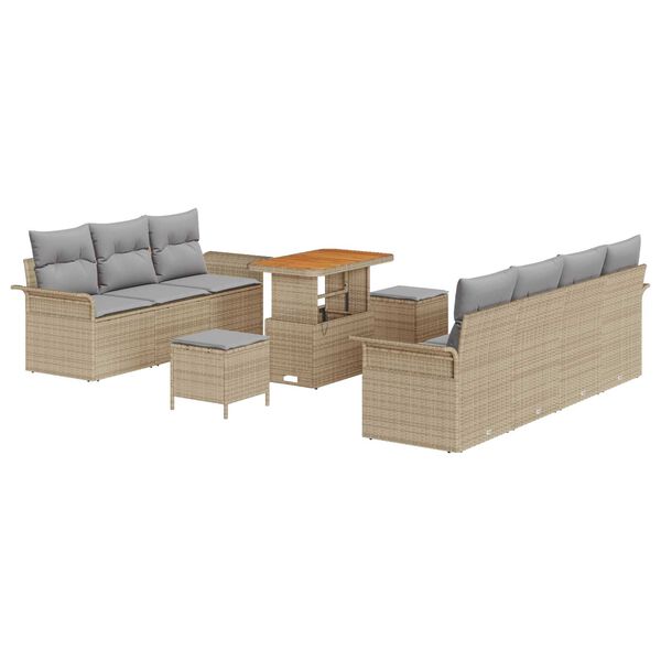 vidaXL Garten-Sofa-Set 10 pcs Beige Poly-Rattan
