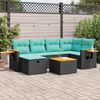 vidaXL 6-tlg. Garten-Sofagarnitur mit Kissen Schwarz Poly Rattan