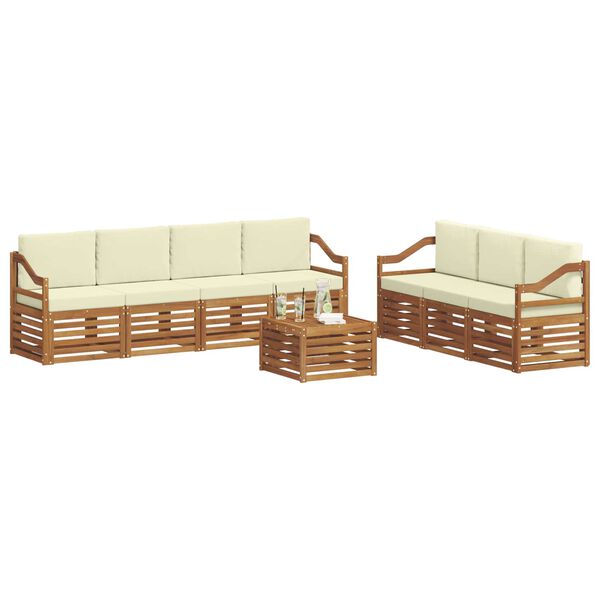 vidaXL Sofagarnituren 8 pcs Natur und Creme Massivholz Akazie