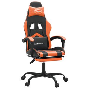 vidaXL Gaming-Stuhl mit Fu&szlig;st&uuml;tze Schwarz und Orange Kunstleder