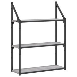 vidaXL Wandregal 3 F&auml;cher Grau Sonoma 60x21x78,5 cm Holzwerkstoff