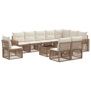 vidaXL Gartensofa-set 11 stk. Beige und Cremewei&szlig; Poly-Rattan
