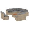 vidaXL 12-tlg. Garten-Sofagarnitur mit Kissen Beige Poly Rattan
