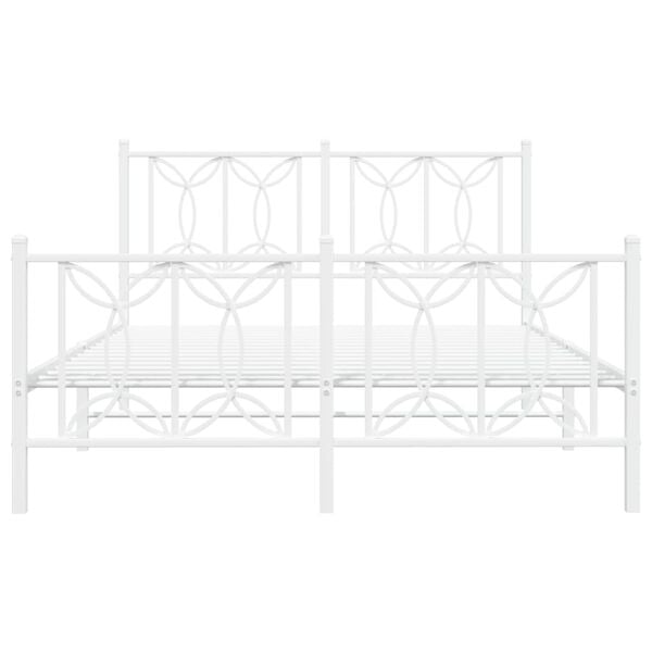 vidaXL Bettgestell mit Kopf- und Fu&szlig;teil Metall Wei&szlig; 140x190 cm