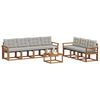 vidaXL Outdoor-Sofagarnitur mit Kissen 8 pcs Nat&uuml;rlich und Hellgrau