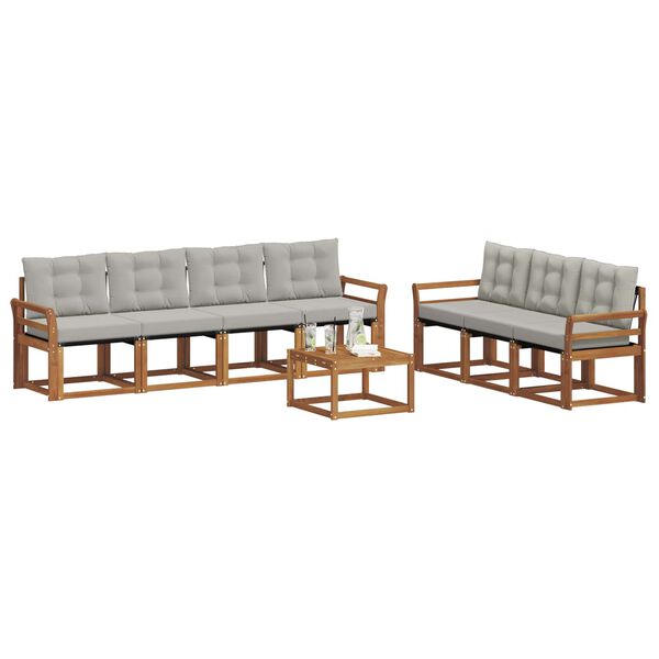 vidaXL Outdoor-Sofagarnitur mit Kissen 8 pcs Nat&uuml;rlich und Hellgrau