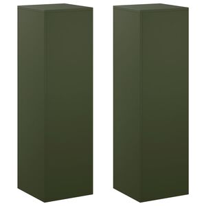 vidaXL Pflanzenst&auml;nder 2 pcs Olivgr&uuml;n 30 x 30 x 100 cm Stahl
