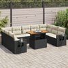 vidaXL 10-tlg. Garten-Sofagarnitur mit Kissen Schwarz Poly Rattan