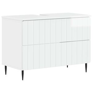 vidaXL Waschbeckenschrank ZWOLLE Hochglanz Wei&szlig; 82 x 41 x 58,5 cm