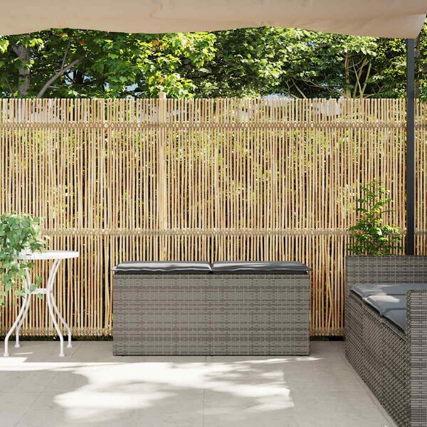 vidaXL Gartenbank mit Kissen Grau 110x40x44 cm Poly Rattan