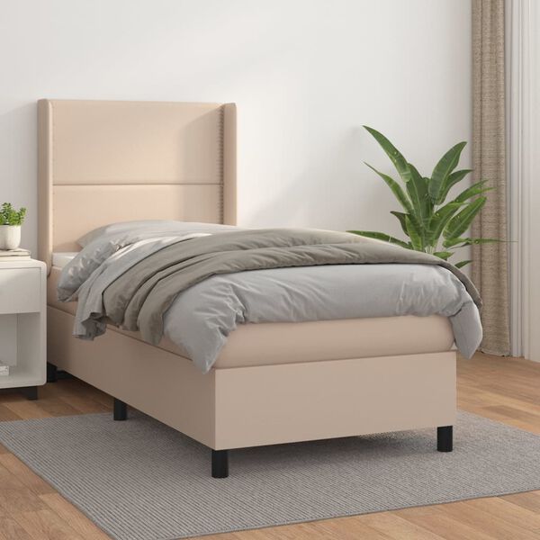 vidaXL Boxspringbett Matratze Cappuccino-Braun 100x200cm Kunstleder