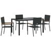 vidaXL Garten Essgruppe 5 pcs Schwarz Poly-Rattan