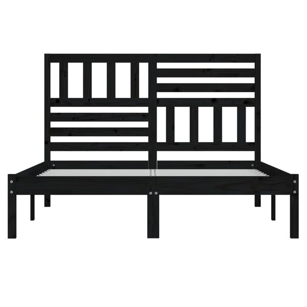 vidaXL Massivholzbett Schwarz Kiefer 140x190 cm