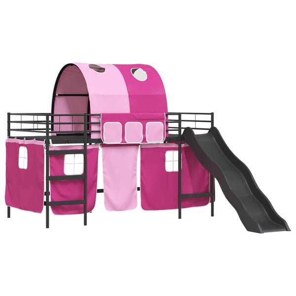 vidaXL Kinder-Etagenbett Schwarz und Pink 79,5 x 200 cm Metall