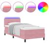 vidaXL LED Boxspringbett mit Matratze Rosa 80 x 200 cm Samt