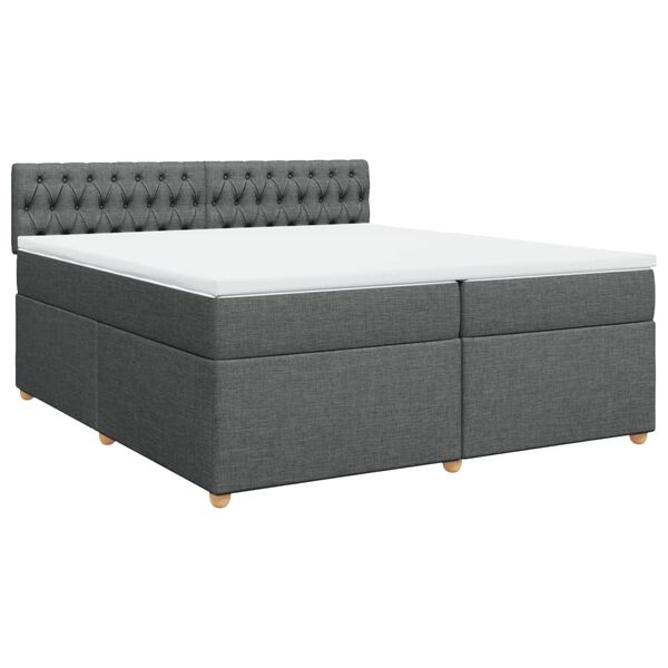 vidaXL Boxspringbett mit Matratze Dunkelgrau 200x200 cm Stoff
