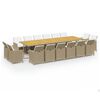 vidaXL 17-tlg. Garten-Essgruppe mit Kissen Poly Rattan Beige
