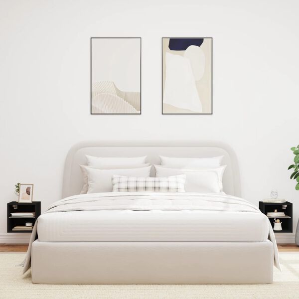 vidaXL TV-Wandschr&auml;nke mit LED-Leuchten 2 Stk. Schwarz 30x28,5x30 cm