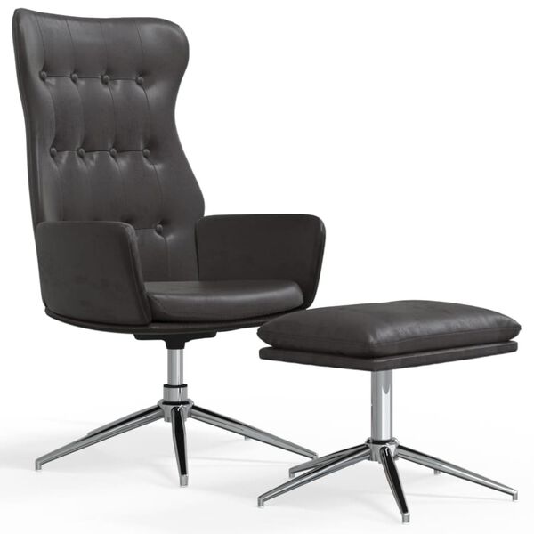 vidaXL Relaxsessel mit Hocker Gl&auml;nzend Schwarz Kunstleder