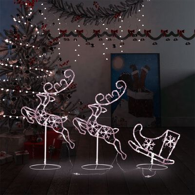 vidaXL Weihnachtsdeko LED Rentiere & Schlitten Acryl 260x21x87 cm