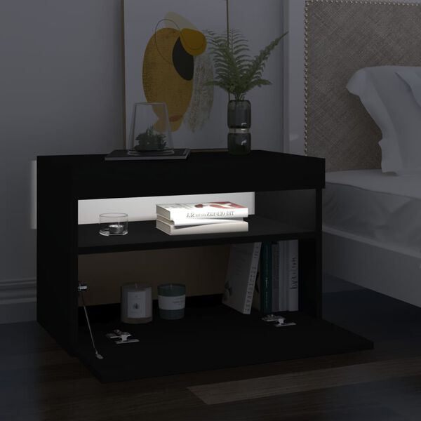 vidaXL TV-Schrank mit LED-Leuchten Schwarz 60x35x40 cm
