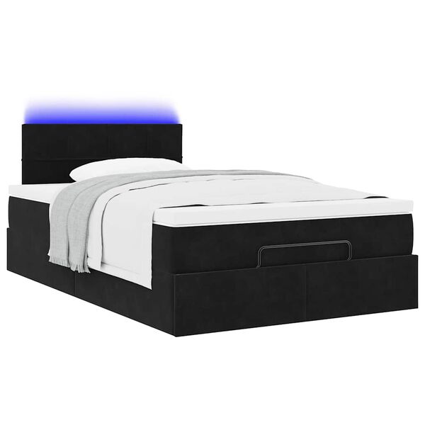 vidaXL Ottoman-Bett mit Matratze & LEDs Schwarz 120x200 cm Samt