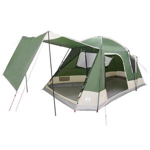 vidaXL H&uuml;tten-Zelt mit Dach Gr&uuml;n 8-Personen Polyester und Stahl