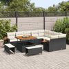 vidaXL Gartensofa-set mit Kissen 13 pcs Schwarz und Creme Poly-Rattan
