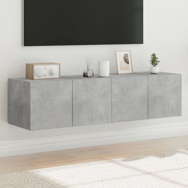 vidaXL TV-Wandschr&auml;nke mit LED-Leuchten 2 Stk. Betongrau 60x35x31 cm