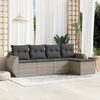 vidaXL 5-tlg. Garten-Sofagarnitur mit Kissen Hellgrau Poly Rattan