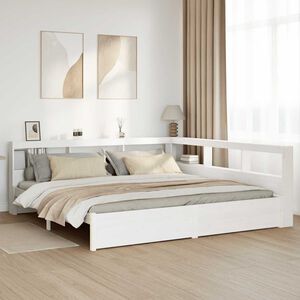 vidaXL Massivholzbett mit Regal ohne Matratze Wei&szlig; 200x200 cm Kiefer