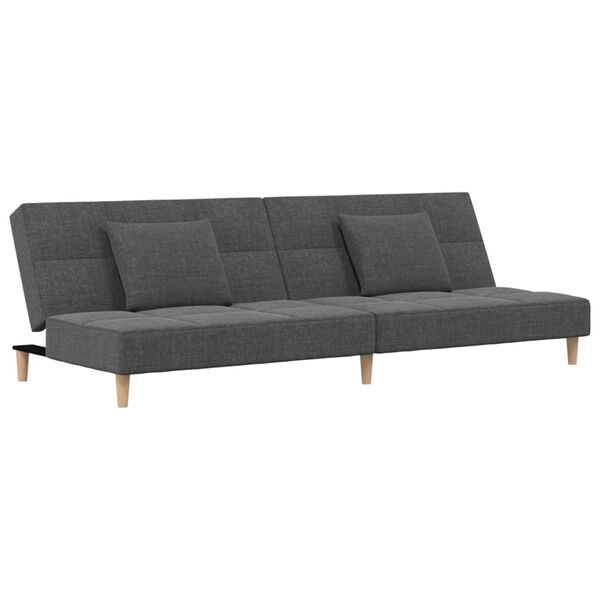 vidaXL Schlafsofa 2-Sitzer mit 2 Kissen & Hocker Hellgrau Stoff
