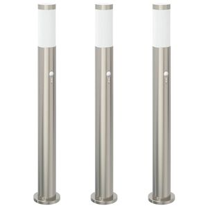 vidaXL Pollerleuchten mit Sensor 3er 80 cm Edelstahl IP44