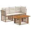 vidaXL Gartensofa-set 4 stk. Nat&uuml;rlich und Cremwei&szlig; Poly-Rattan