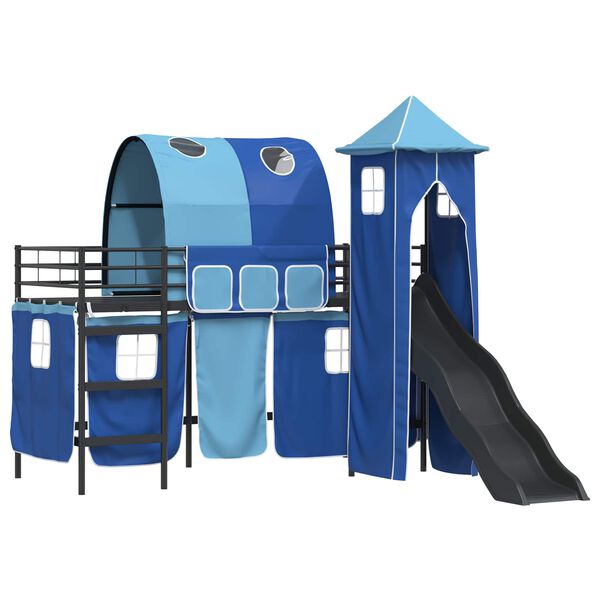 vidaXL Kinderloftbett Schwarz und Blau 74,5 x 190 cm Metall