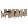 vidaXL 11-tlg. Garten-Essgruppe mit Kissen Beige Poly Rattan