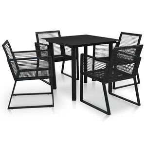 vidaXL 5-tlg. Garten-Essgruppe PVC Rattan Schwarz