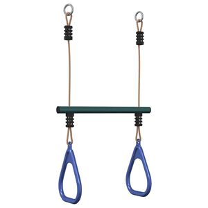 vidaXL Trapezstange mit Turnringen f&uuml;r Kinder Blau Dunkelgr&uuml;n Stahl