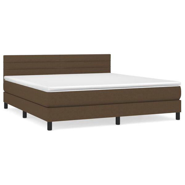 vidaXL Boxspringbett mit Matratze Dunkelbraun 160x200 cm Stoff