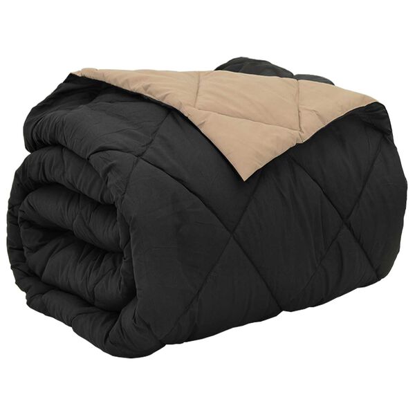 vidaXL Ganzjahresbettdecke Schwarz und Taupe 240 x 200 cm Mikrofaser