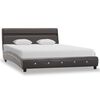 vidaXL Bettgestell mit LED Grau Kunstleder 140x200 cm