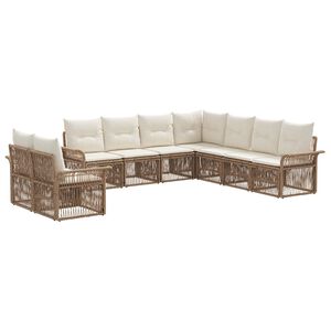 vidaXL Gartensofa-set 9 stk. Beige Poly-Rattan
