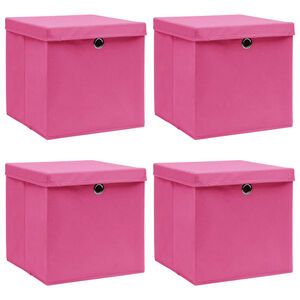 vidaXL Aufbewahrungsboxen mit Deckeln 4 Stk. Rosa 32x32x32 cm Stoff